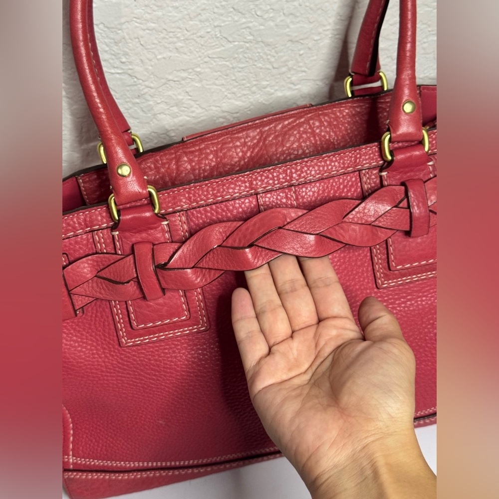 Coach Y2K Hampton Red Pebbled Leather Carryall Satchel Tote Shoulder Bag - Picture 10 of 15
